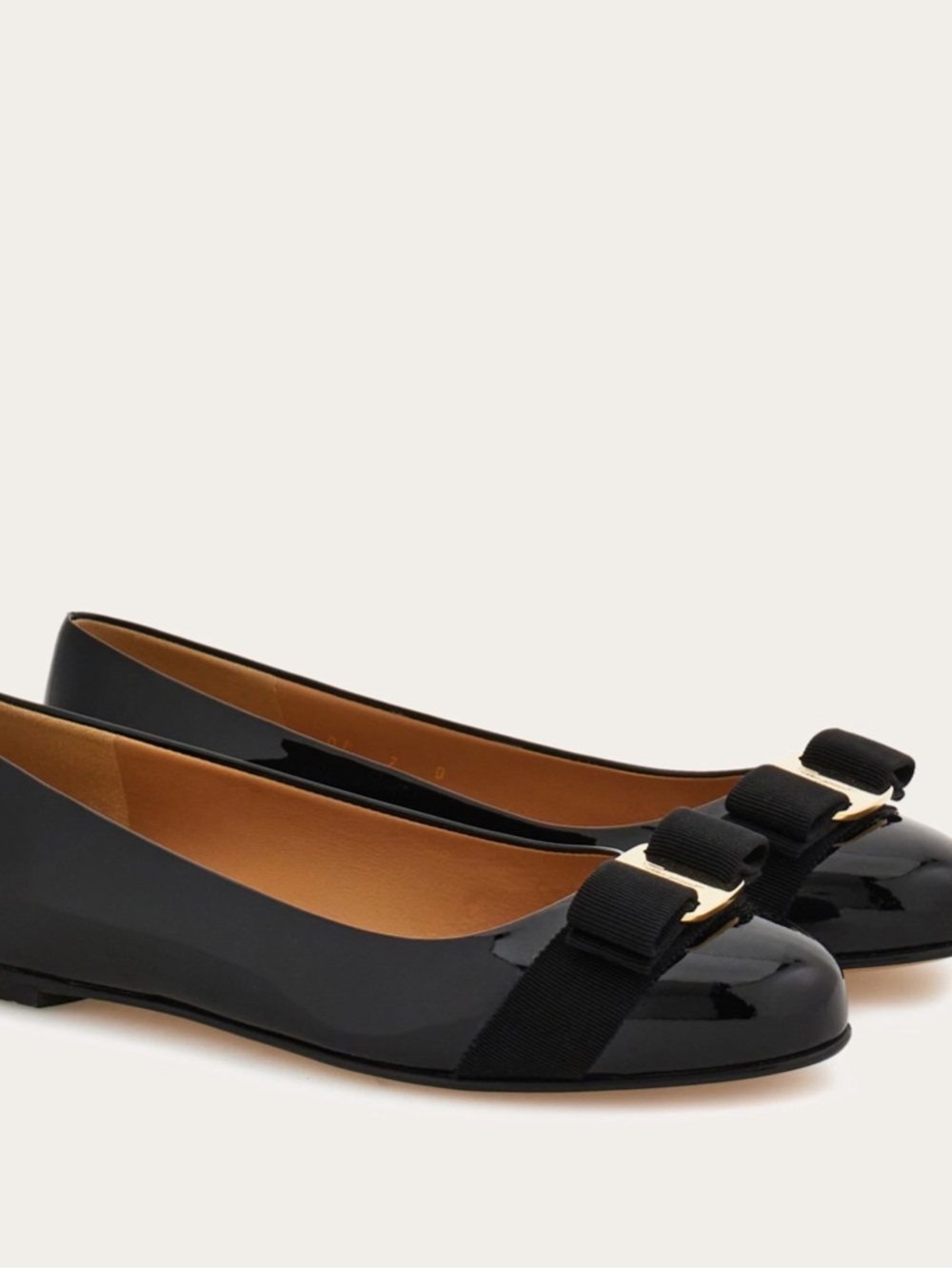 Salvatore Ferragamo Navy Patent Varina Ballet Flats